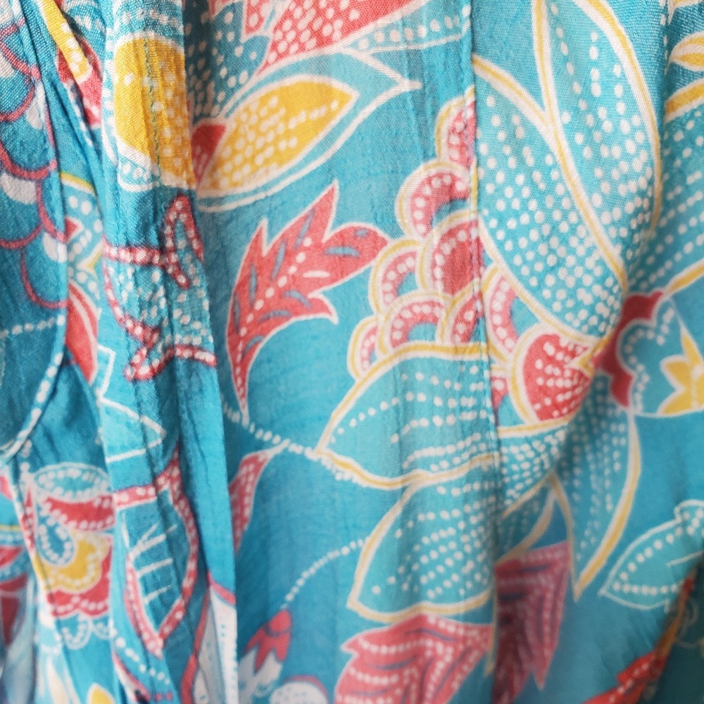 Ruby Rd. Woman Top 1X Blu Floral Rayon blend ButtonUp Blouse Resort Beach Casual - Picture 12 of 13